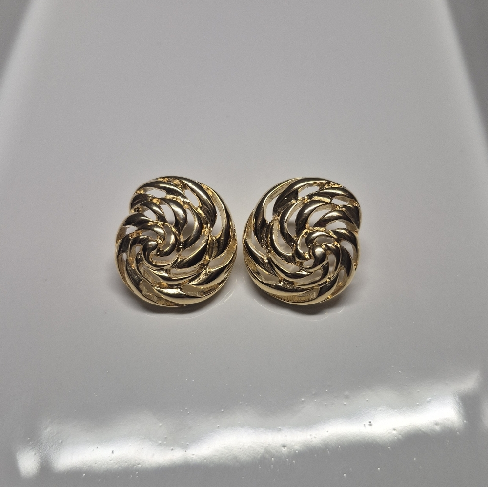 Vintage Gold Tone Swirl Earrings